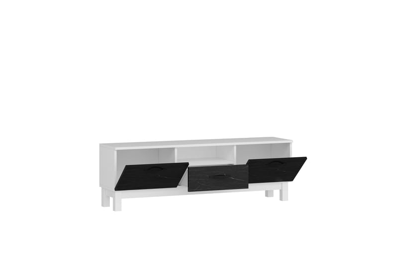 Suzi Tv-bänk 150x35,3 cm Vit/Svart - Hanah Home - Möbler - Tv möbel & mediamöbel - TV bänk & mediabänk