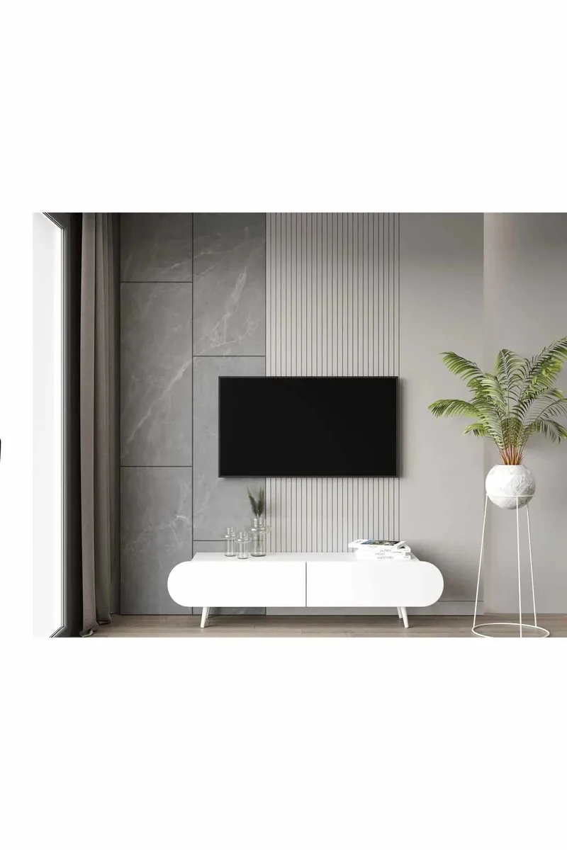 Svelor TV-bänk 140x49x30 cm - Vit - Möbler - Tv möbel & mediamöbel - TV bänk & mediabänk