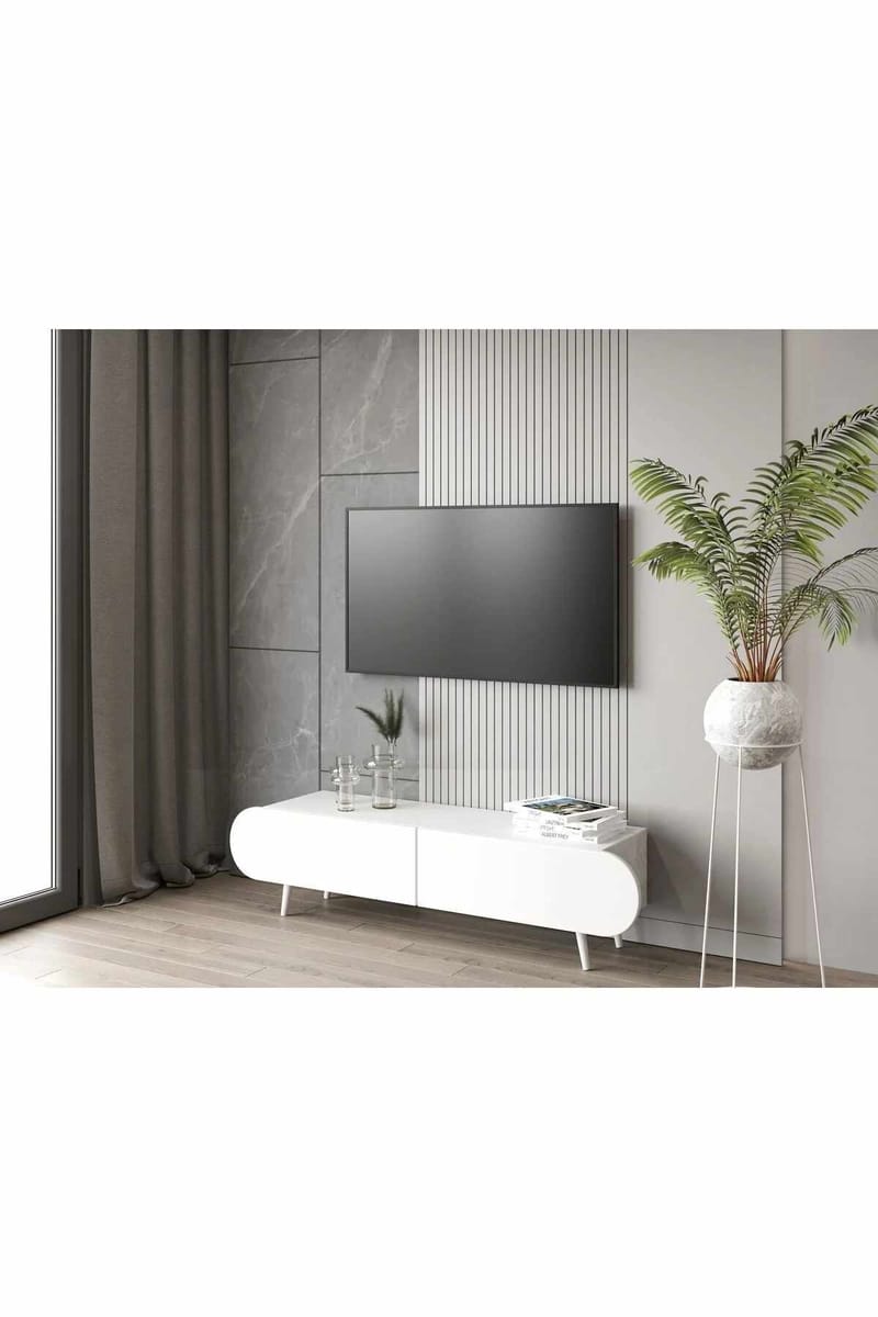 Svelor TV-bänk 160x49x30 cm - Vit - Möbler - Tv möbel & mediamöbel - TV bänk & mediabänk