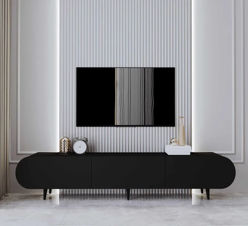 Svelor TV-bänk 180x49x30 cm - Svart - Möbler - Tv möbel & mediamöbel - TV bänk & mediabänk