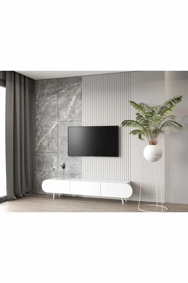 Svelor TV-bänk 180x49x30 cm - Vit - Möbler - Tv möbel & mediamöbel - TV bänk & mediabänk