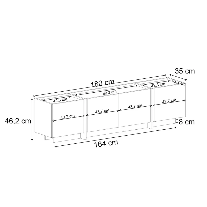 Sylvenn TV-bänk 180 cm - Antracit/Svart - Möbler - Tv möbel & mediamöbel - TV bänk & mediabänk