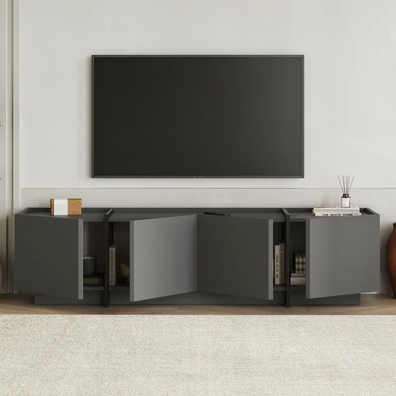Sylvenn TV-bänk 180 cm - Antracit/Svart - Möbler - Tv möbel & mediamöbel - TV bänk & mediabänk