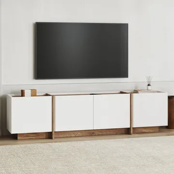 Sylvenn TV-bänk 180 cm - Vitt och Atlantic Pine - Möbler - Tv möbel & mediamöbel - TV bänk & mediabänk