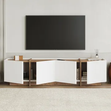 Sylvenn TV-bänk 180 cm - Vitt och Atlantic Pine - Möbler - Tv möbel & mediamöbel - TV bänk & mediabänk