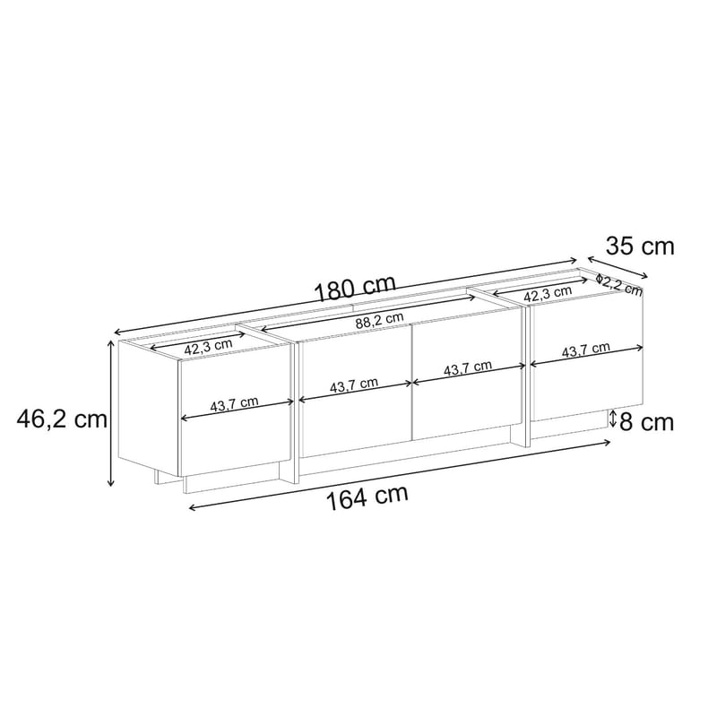 Sylvenn TV-bänk 180 cm - Vitt och Atlantic Pine - Möbler - Tv möbel & mediamöbel - Mediastativ & väggfäste