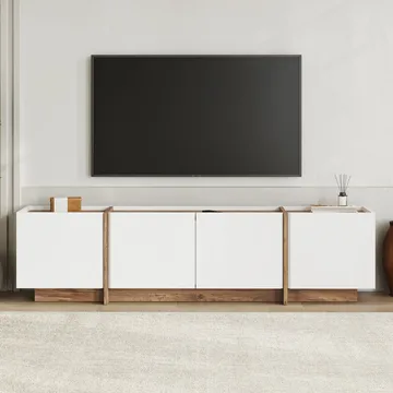 Sylvenn TV-bänk 180 cm - Vitt och Atlantic Pine - Möbler - Tv möbel & mediamöbel - TV bänk & mediabänk