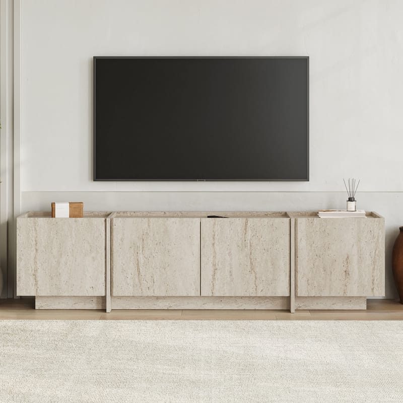 Sylvenn TV och Mediabänk 180 cm med Förvaring i Trä - Beige - Möbler - Tv möbel & mediamöbel - TV bänk & mediabänk