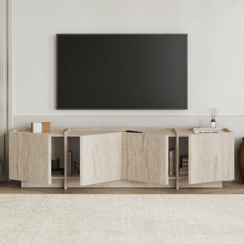 Sylvenn TV och Mediabänk 180 cm med Förvaring i Trä - Beige - Möbler - Tv möbel & mediamöbel - TV bänk & mediabänk