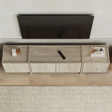 Sylvenn TV och Mediabänk 180 cm med Förvaring i Trä - Beige - Möbler - Tv möbel & mediamöbel - TV bänk & mediabänk