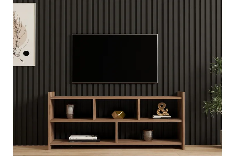 Taharoa Golvstående Tv Bänk 120 cm med Förvaring i Mörkt Trä - Brun - Möbler - Tv möbel & mediamöbel - TV bänk & mediabänk