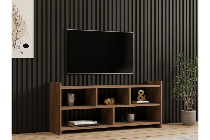 Taharoa Golvstående Tv Bänk 120 cm med Förvaring i Mörkt Trä - Brun - Möbler - Tv möbel & mediamöbel - TV bänk & mediabänk