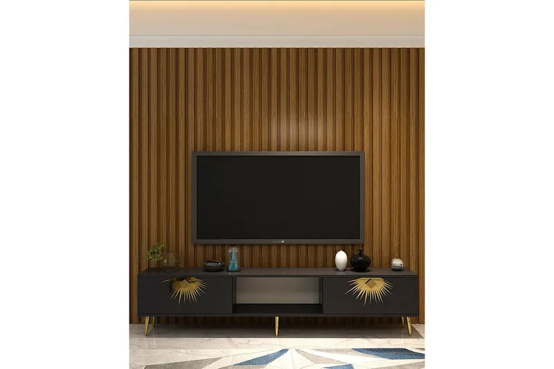 Tari Tv-bänk 150 cm - Antracit/Guld - Möbler - Tv möbel & mediamöbel - TV bänk & mediabänk