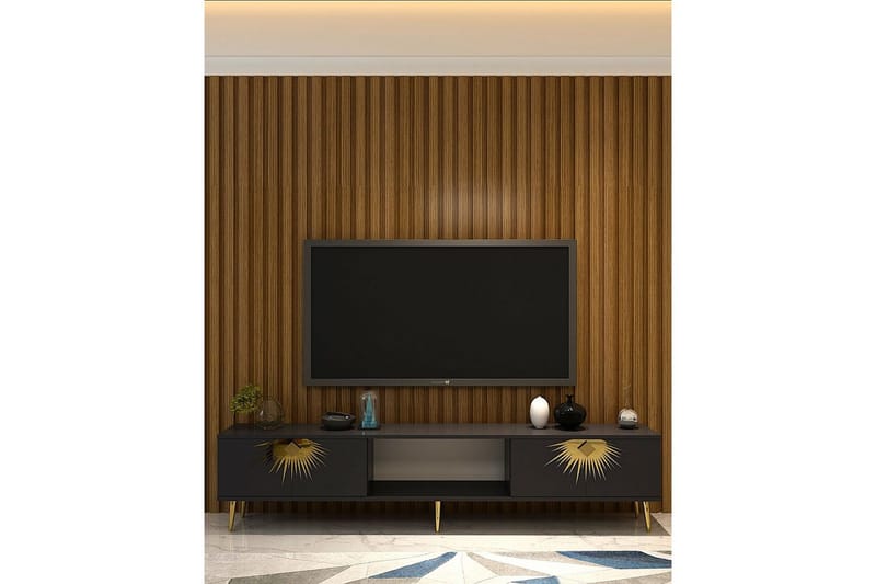 Tari Tv-bänk 150 cm - Antracit/Guld - Möbler - Tv möbel & mediamöbel - TV bänk & mediabänk