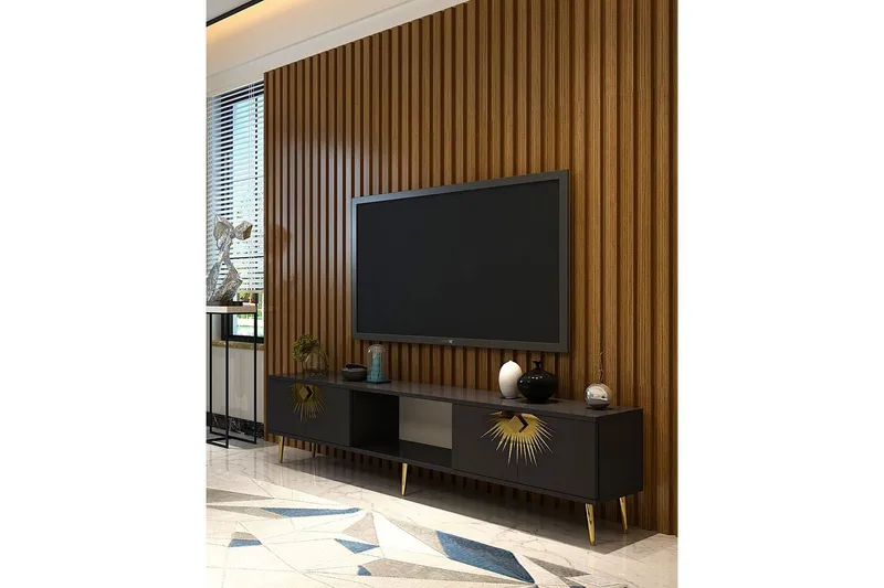 Tari Tv-bänk 150 cm - Antracit/Guld - Möbler - Tv möbel & mediamöbel - TV bänk & mediabänk