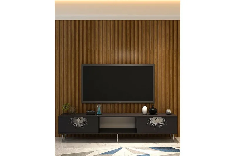 Tari Tv-bänk 150 cm - Antracit/Silver - Möbler - Tv möbel & mediamöbel - TV bänk & mediabänk