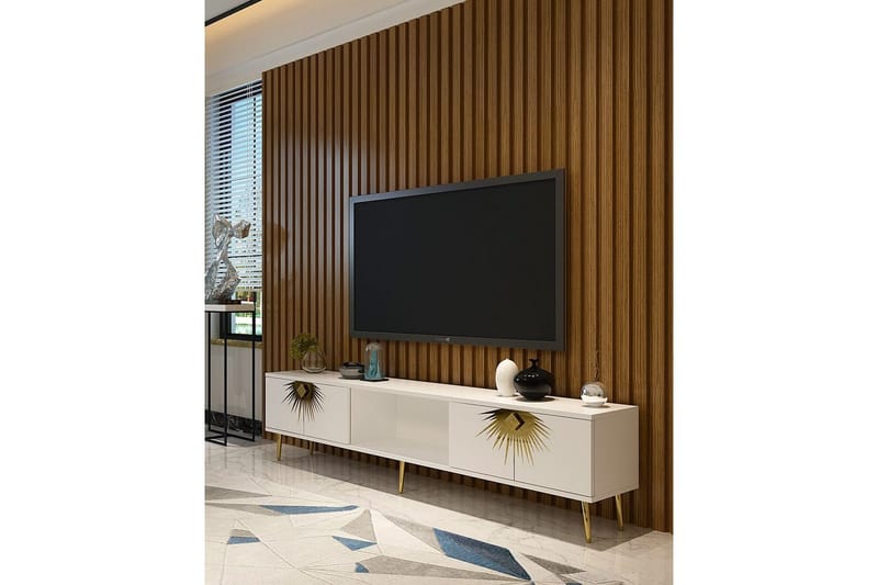 Tari Tv-bänk 150 cm - Vit/Guld - Möbler - Tv möbel & mediamöbel - TV bänk & mediabänk