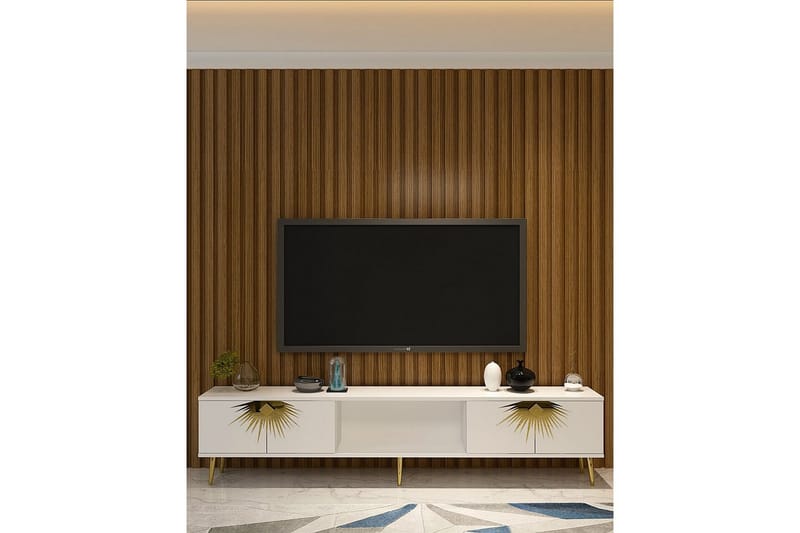 Tari Tv-bänk 150 cm - Vit/Guld - Möbler - Tv möbel & mediamöbel - TV bänk & mediabänk