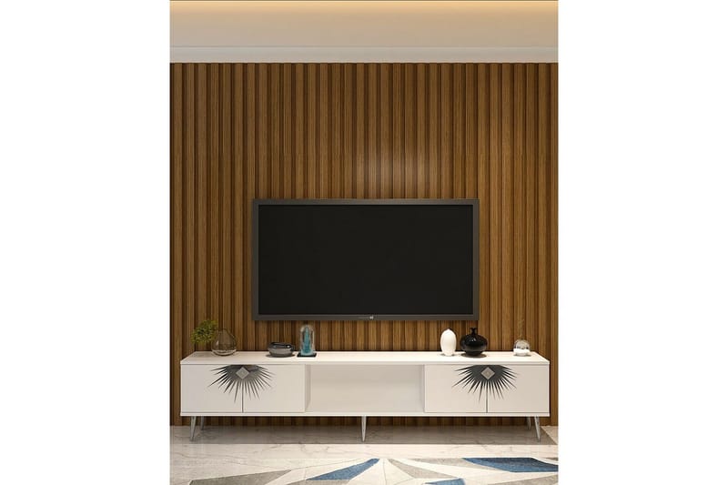 Tari Tv-bänk 150 cm - Vit/Silver - Möbler - Tv möbel & mediamöbel - TV bänk & mediabänk