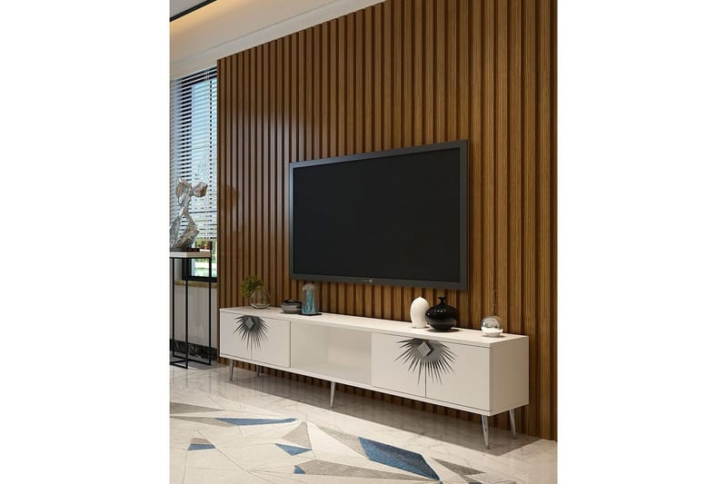Tari Tv-bänk 150 cm - Vit/Silver - Möbler - Tv möbel & mediamöbel - TV bänk & mediabänk