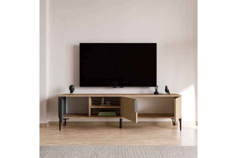 Tarz Tv-bänk 180 cm - Mediumfärgat trä/Antracit - Möbler - Tv möbel & mediamöbel - TV bänk & mediabänk