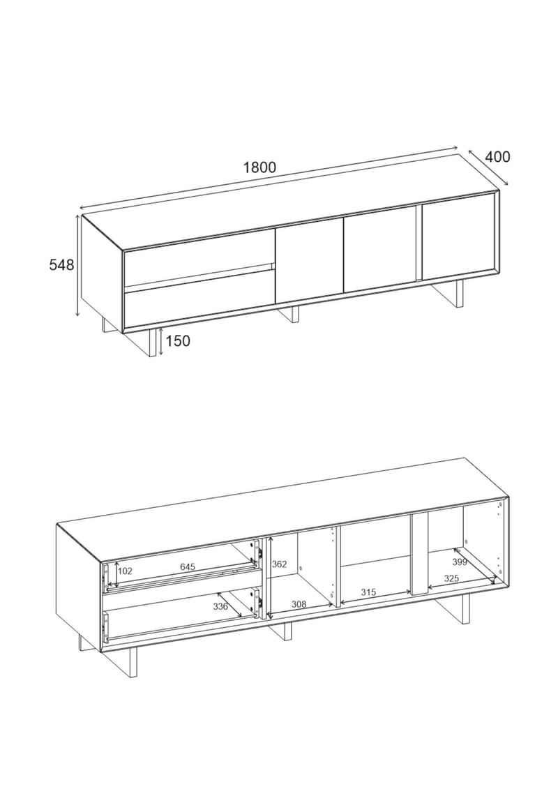 Tavon TV-bänk 180x55x45 cm - Milano-valnöt - Möbler - Tv möbel & mediamöbel - TV bänk & mediabänk
