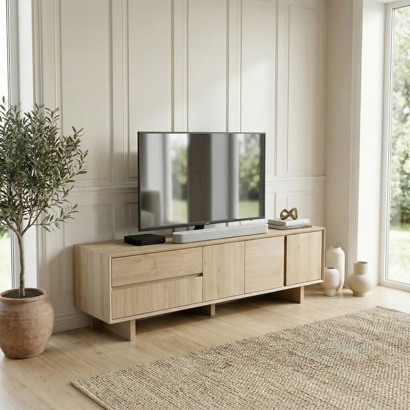 Tavon TV-bänk 180x55x45 cm - Naturlig ek - Möbler - Tv möbel & mediamöbel - TV bänk & mediabänk