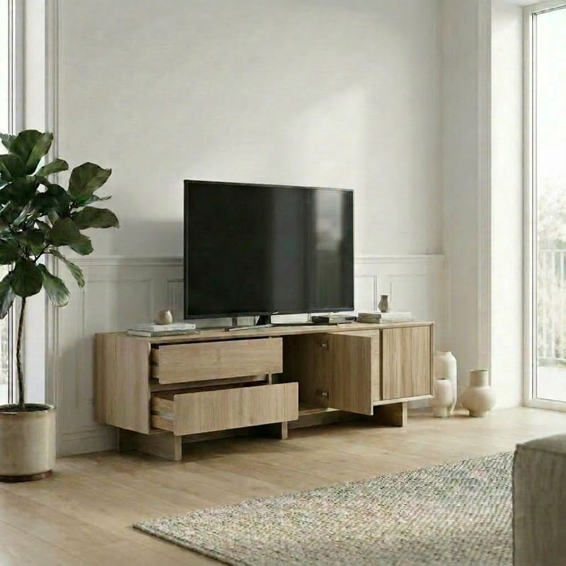Tavon TV-bänk 180x55x45 cm - Naturlig ek - Möbler - Tv möbel & mediamöbel - TV bänk & mediabänk