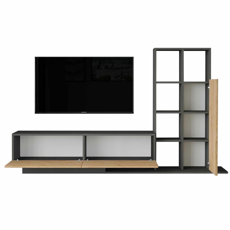 Tavren TV-bänk 201,2x123,6x29,5 cm - Naturlig och antracit - Möbler - Tv möbel & mediamöbel - TV skåp