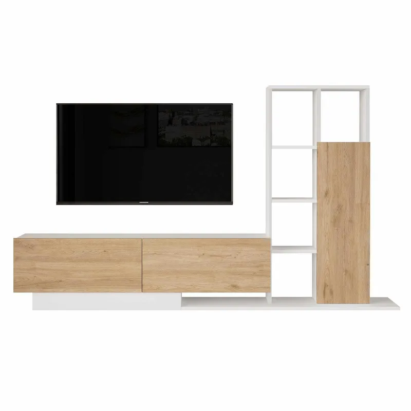 Tavren TV-bänk 201,2x123,6x29,5 cm, Naturlig och vit