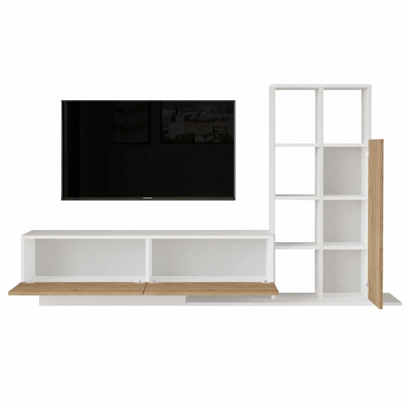 Tavren TV-bänk 201,2x123,6x29,5 cm - Naturlig och vit - Möbler - Tv möbel & mediamöbel - TV skåp