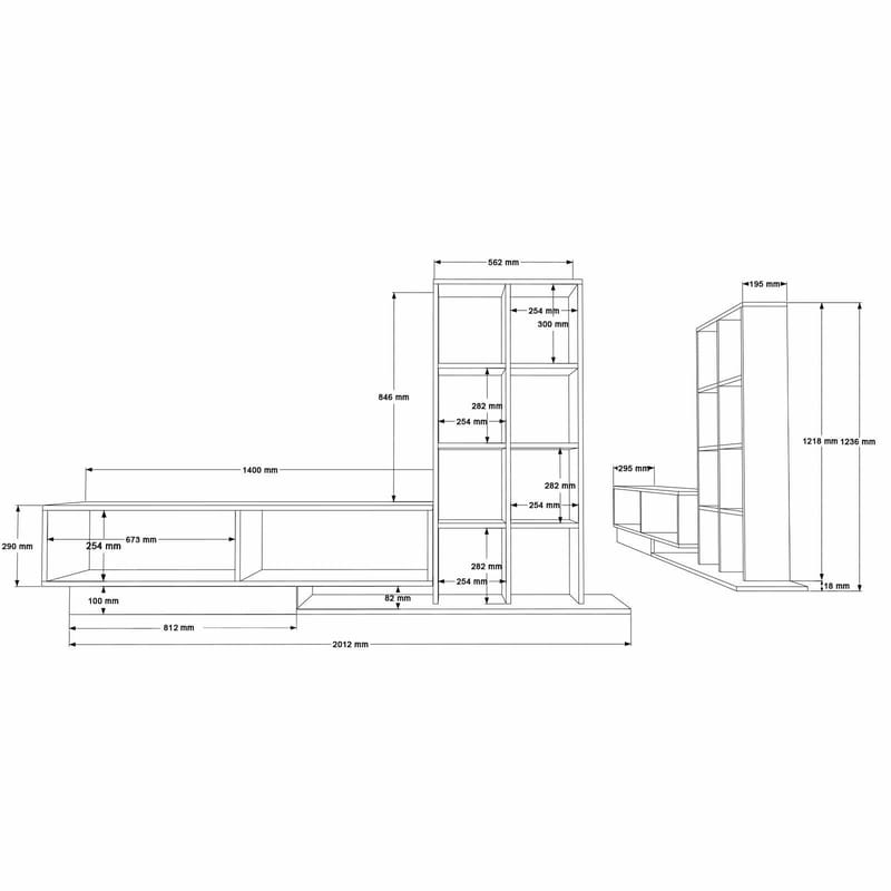 Tavren TV-bänk 201,2x123,6x29,5 cm - Naturlig och vit - Möbler - Tv möbel & mediamöbel - TV skåp