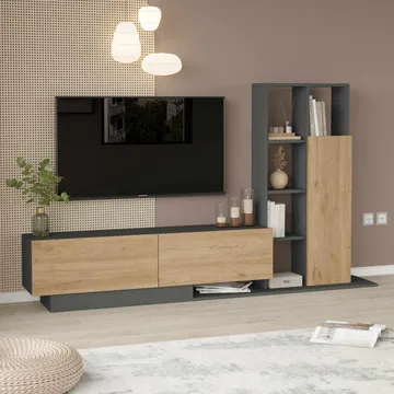 Tavren TV-bänk 201,2x123,6x29,5 cm - Naturlig/Antracit - Möbler - Tv möbel & mediamöbel - TV skåp