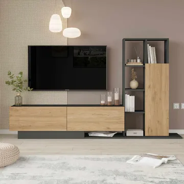 Tavren TV-bänk 201,2x123,6x29,5 cm - Naturlig/Antracit - Möbler - Tv möbel & mediamöbel - TV skåp