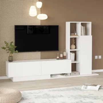 Tavren TV-bänk 201,2x123,6x29,5 cm - Vit - Möbler - Tv möbel & mediamöbel - TV bänk & mediabänk