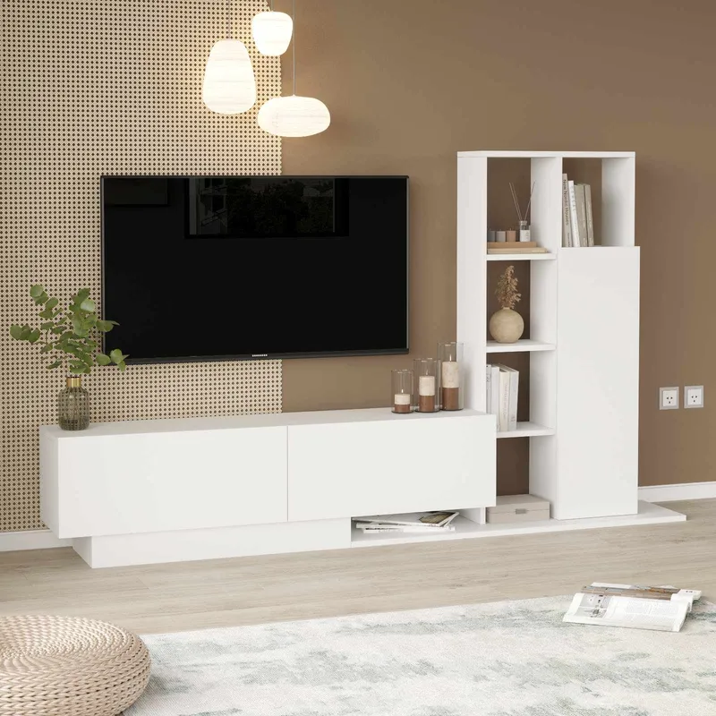 Tavren TV-bänk 201,2x123,6x29,5 cm - Vit - Möbler - Tv möbel & mediamöbel - TV skåp