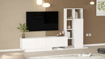 Tavren TV-bänk 201,2x123,6x29,5 cm - Vit - Möbler - Tv möbel & mediamöbel - TV bänk & mediabänk