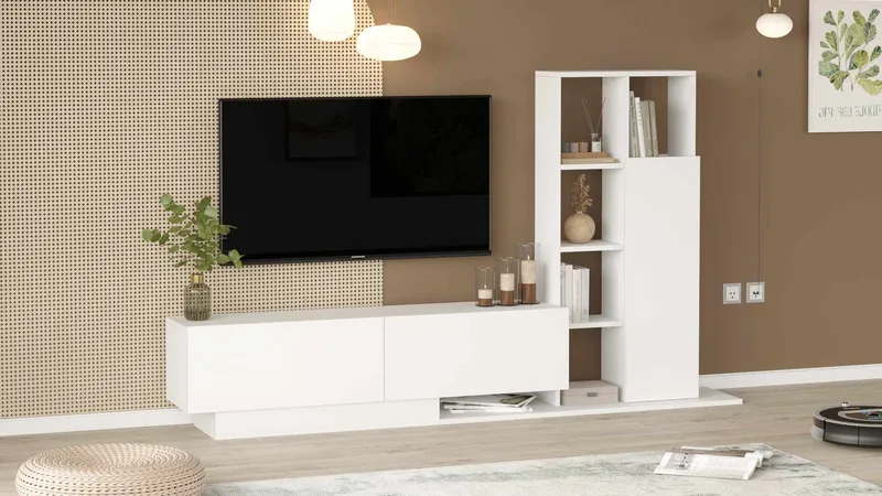 Tavren TV-bänk 201,2x123,6x29,5 cm - Vit - Möbler - Tv möbel & mediamöbel - TV skåp