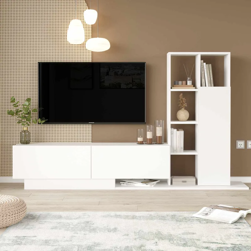 Tavren TV-bänk 201,2x123,6x29,5 cm - Vit - Möbler - Tv möbel & mediamöbel - TV skåp