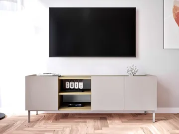 Tavrin Golvstående Tv-bänk 153 cm med Förvaring i Trä - Beige - Möbler - Tv möbel & mediamöbel - TV bänk & mediabänk