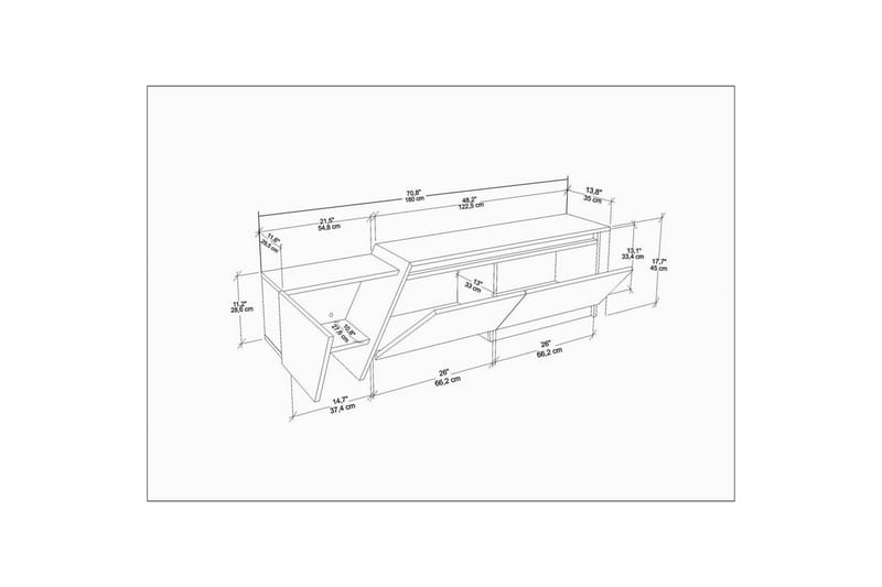 Tavros Tv-bänk 180 cm - Röd/Vit - Möbler - Tv möbel & mediamöbel - TV bänk & mediabänk