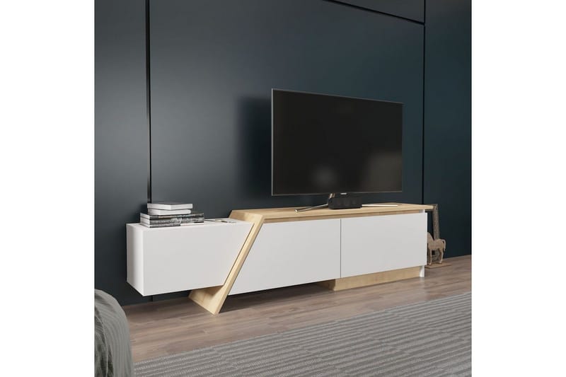 Tavros Tv-bänk 180 cm - Vit/Ek - Möbler - Tv möbel & mediamöbel - TV bänk & mediabänk
