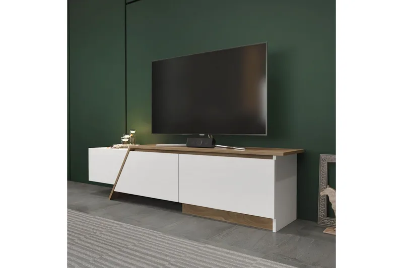 Tavros Tv-bänk 180 cm - Vit/Valnöt - Möbler - Tv möbel & mediamöbel - TV bänk & mediabänk
