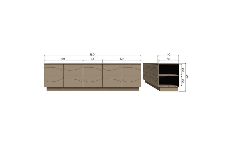 Teo Golvstående TV-bänk 180 cm med Förvaring i Målat Trä - Beige - Möbler - Tv möbel & mediamöbel - TV bänk & mediabänk