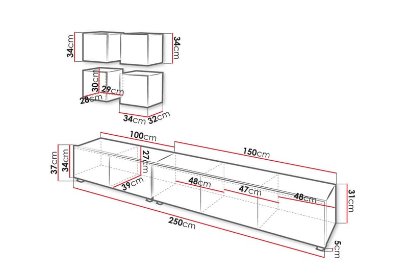 Tessan Tv-möbelset - Svart - Möbler - Tv möbel & mediamöbel - TV-möbelset