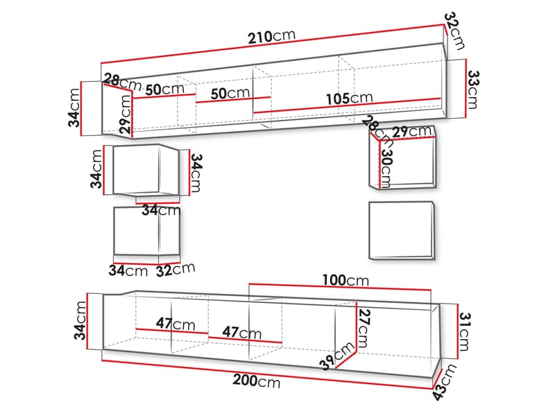Tessan Tv väggenhet - brun - Möbler - Tv möbel & mediamöbel - TV-möbelset