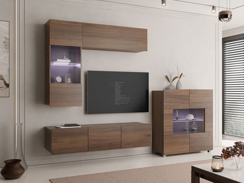 Tessan Tv väggenhet med LED-belysning - blå - Möbler - Tv möbel & mediamöbel - TV-möbelset