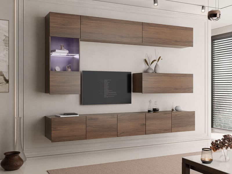 Tessan Tv väggenhet med LED-belysning - brun - Möbler - Tv möbel & mediamöbel - TV-möbelset