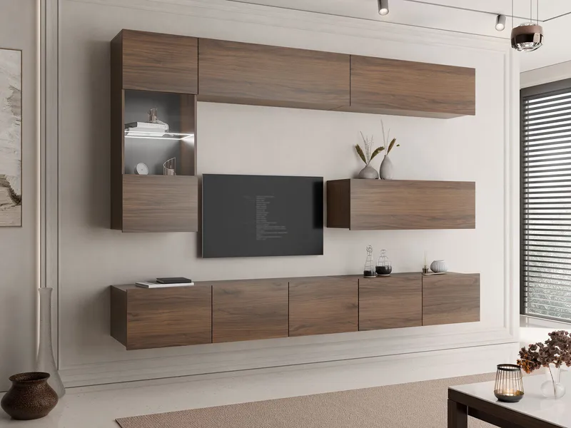 Tessan Tv väggenhet med LED-belysning - brun - Möbler - Tv möbel & mediamöbel - TV-möbelset