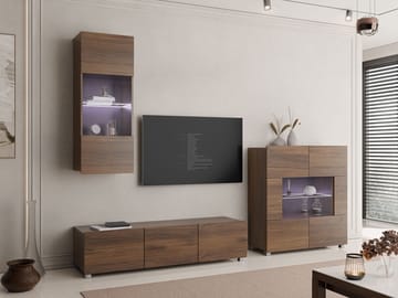 Tessan Tv väggenhet med LED-belysning - brun - Möbler - Tv möbel & mediamöbel - TV-möbelset